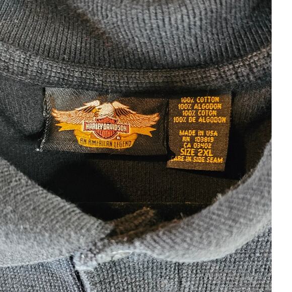 Harley Davidson 100th Anniversary Embroidered Black Polo Rib Knit Collar 2XL - Picture 3 of 6